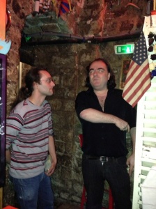 Albin Suffys with DJ Jeff at Chez Georges World Music Club the night they featured Like A Bridge.